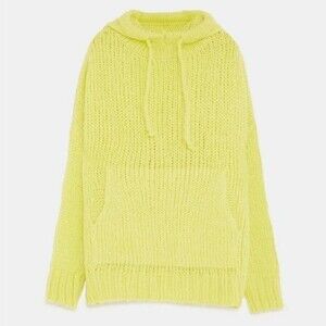 Zara Neon Green/Yellow Oversized Chunky Knit Pullover Sweater Size S